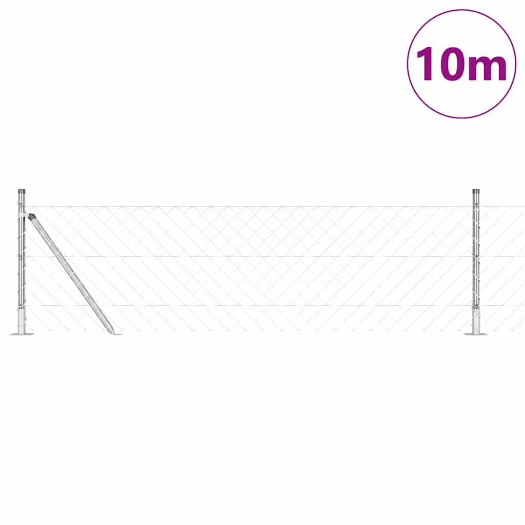 Lánckerítés oszlopokkal Ezüst 0,4 x 10 m Acél