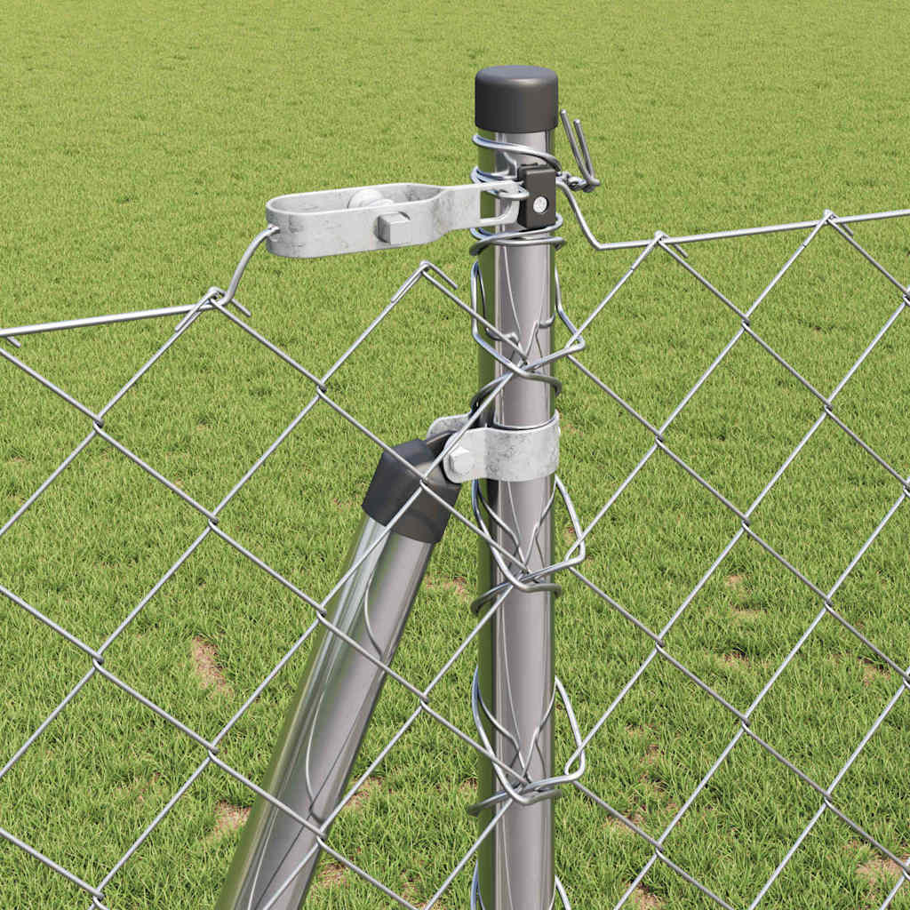Lánckerítés oszlopokkal Ezüst 1.2 x 10 m Acél
