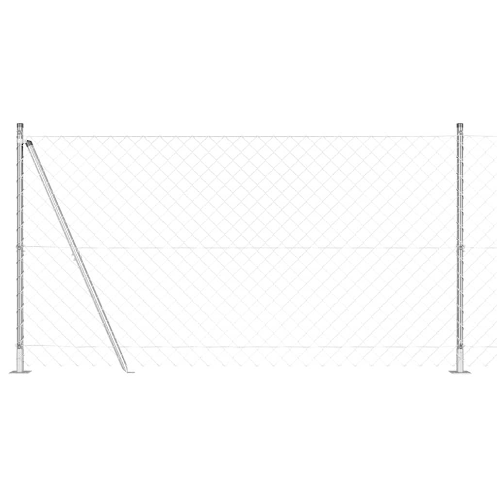 Lánckerítés oszlopokkal Ezüst 1.2 x 10 m Acél