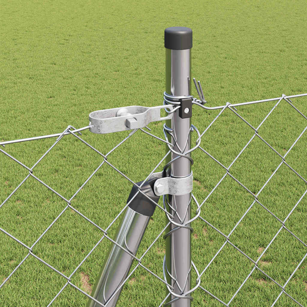 Lánckerítés oszlopokkal Ezüst 1.4 x 10 m Acél