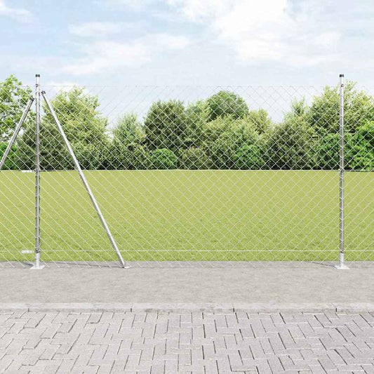 Lánckerítés oszlopokkal Ezüst 1.4 x 10 m Acél