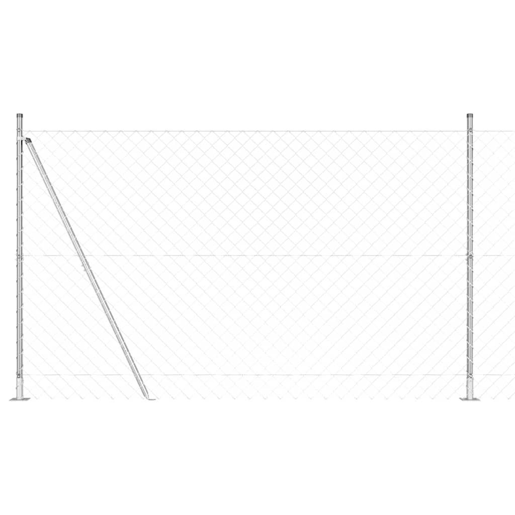 Lánckerítés oszlopokkal Ezüst 1.4 x 10 m Acél