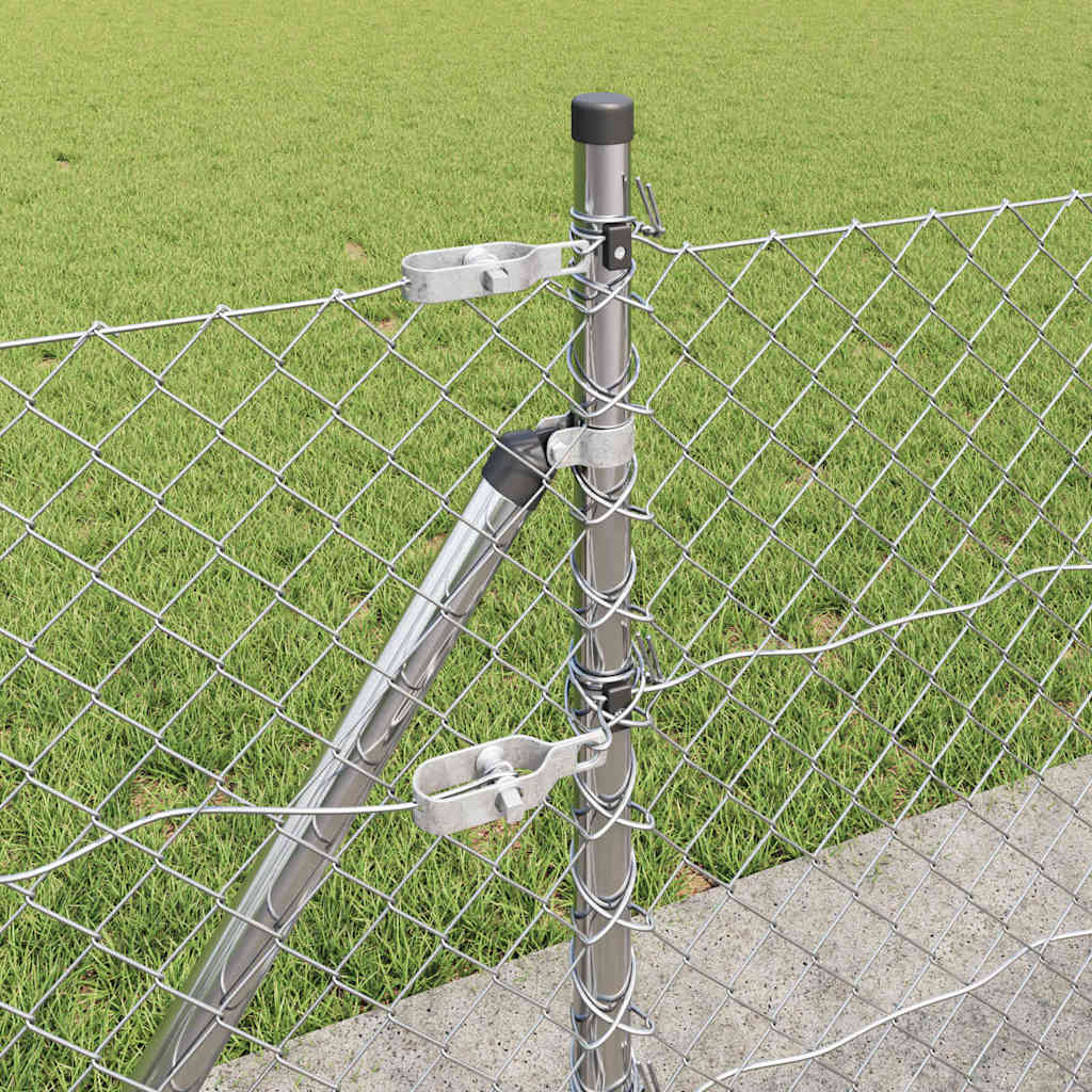 Lánckerítés oszlopokkal Ezüst 0,4 x 25 m Acél
