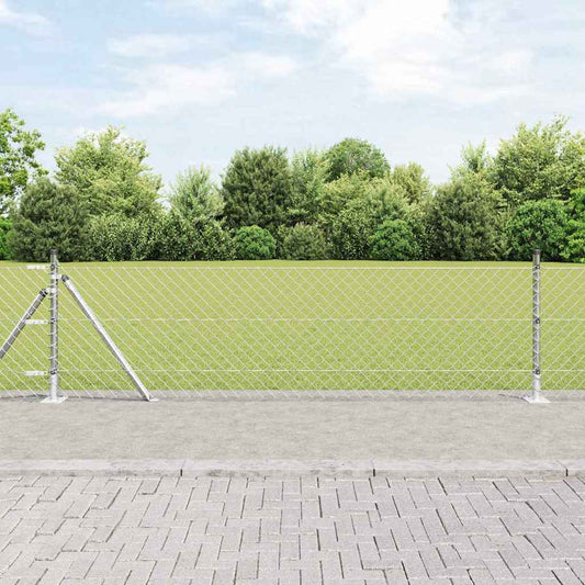 Lánckerítés oszlopokkal Ezüst 0,4 x 25 m Acél