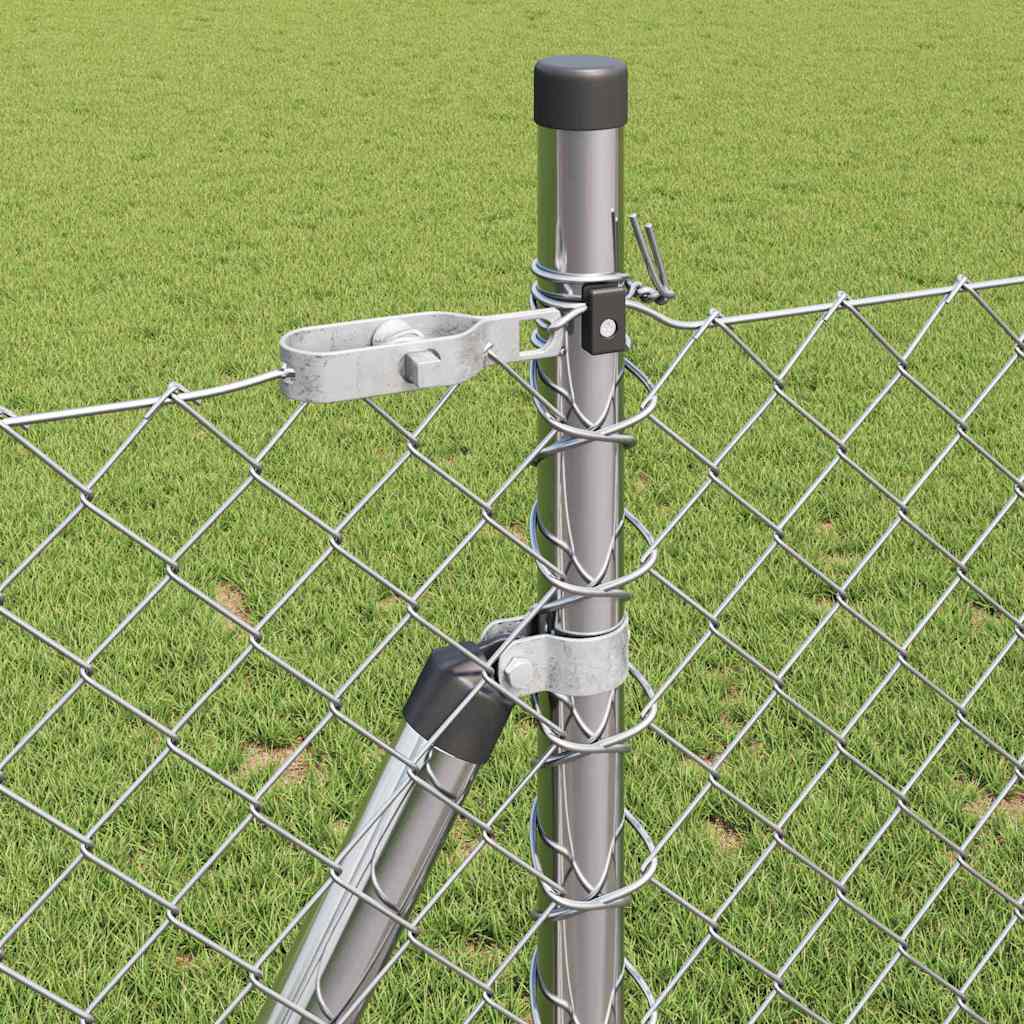 Lánckerítés oszlopokkal Ezüst 0.8 x 25 m Acél