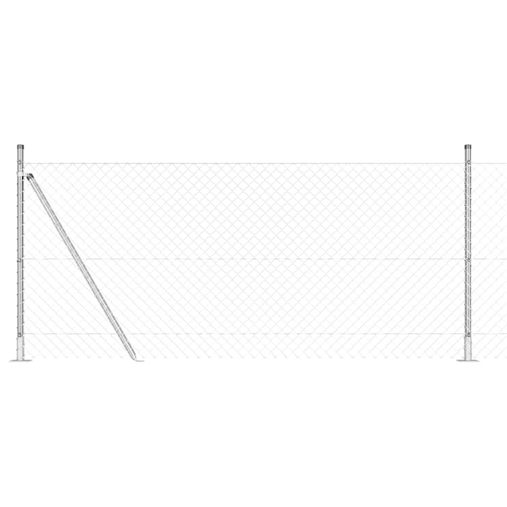 Lánckerítés oszlopokkal Ezüst 0.8 x 25 m Acél