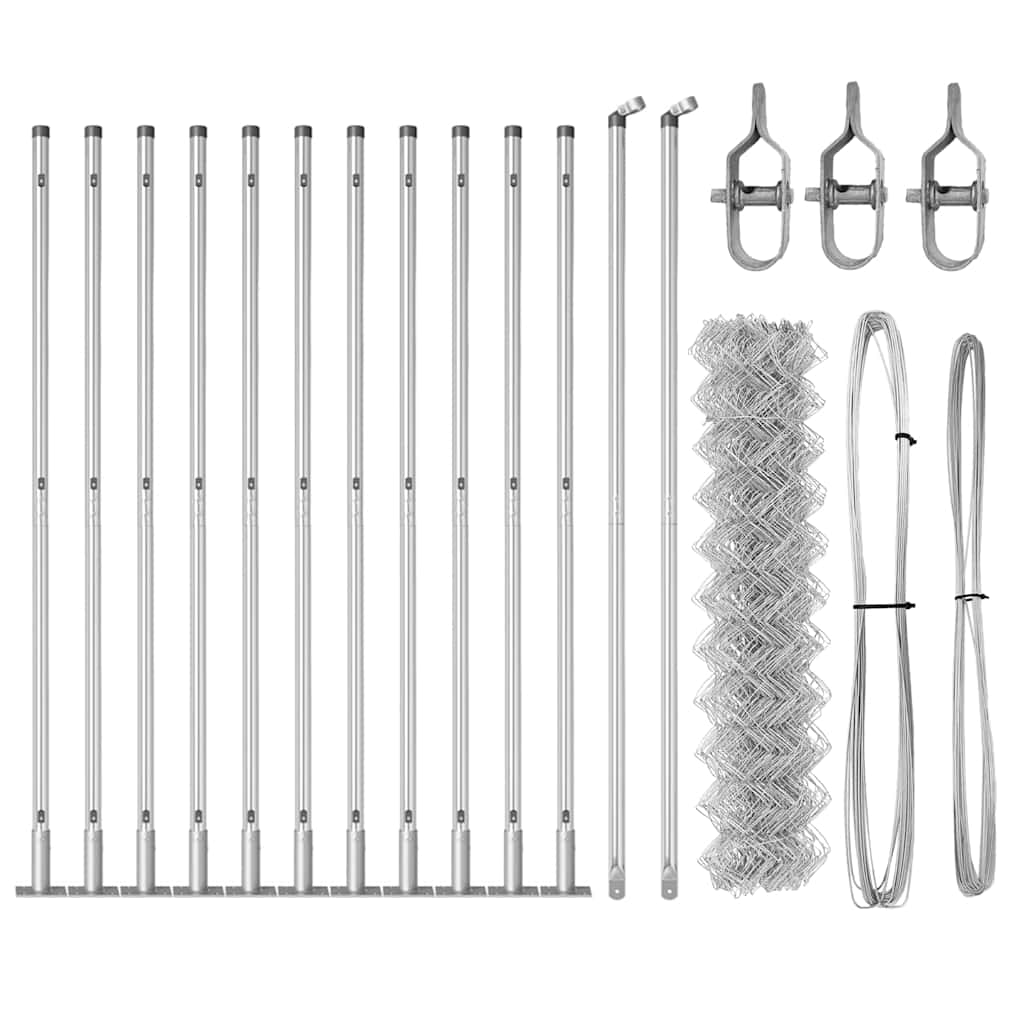 Lánckerítés oszlopokkal Ezüst 0.8 x 25 m Acél