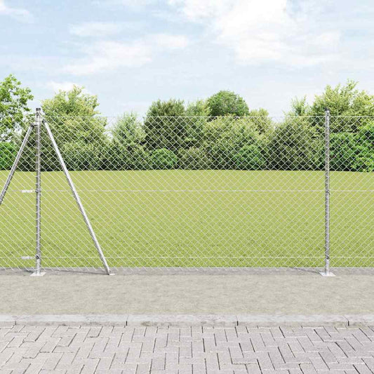 Lánckerítés oszlopokkal Ezüst 1.2 x 25 m Acél