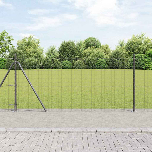 Kerítés oszlopokkal Szürke 1 x 10 m Acél