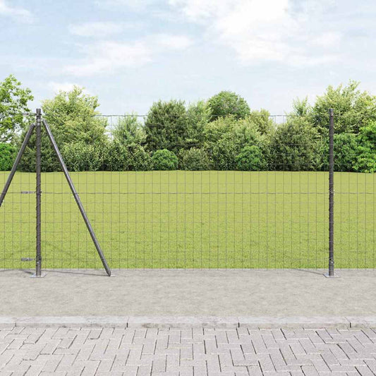 Kerítés oszlopokkal Szürke 1.2 x 10 m Acél