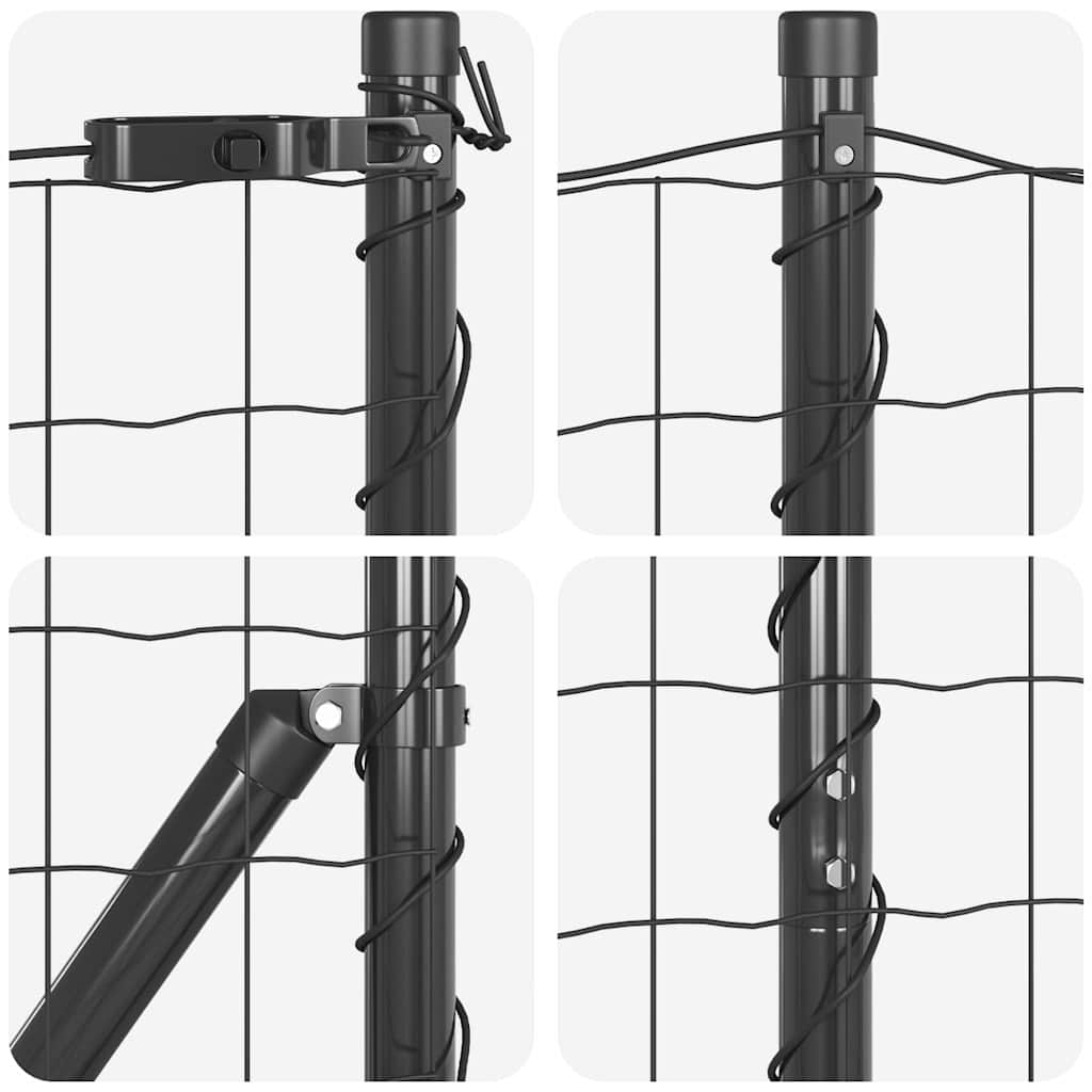 Kerítés oszlopokkal Szürke 1.6 x 10 m Acél
