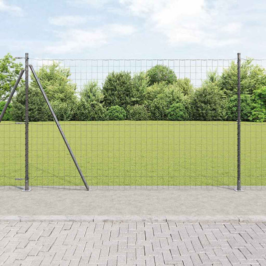 Kerítés oszlopokkal Szürke 1.6 x 10 m Acél