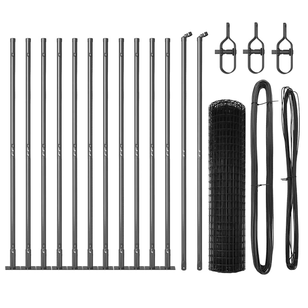 Kerítés oszlopokkal Szürke 0.8 x 25 m Acél