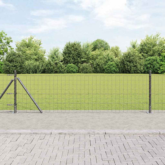 Kerítés oszlopokkal Szürke 0.6 x 50 m Acél