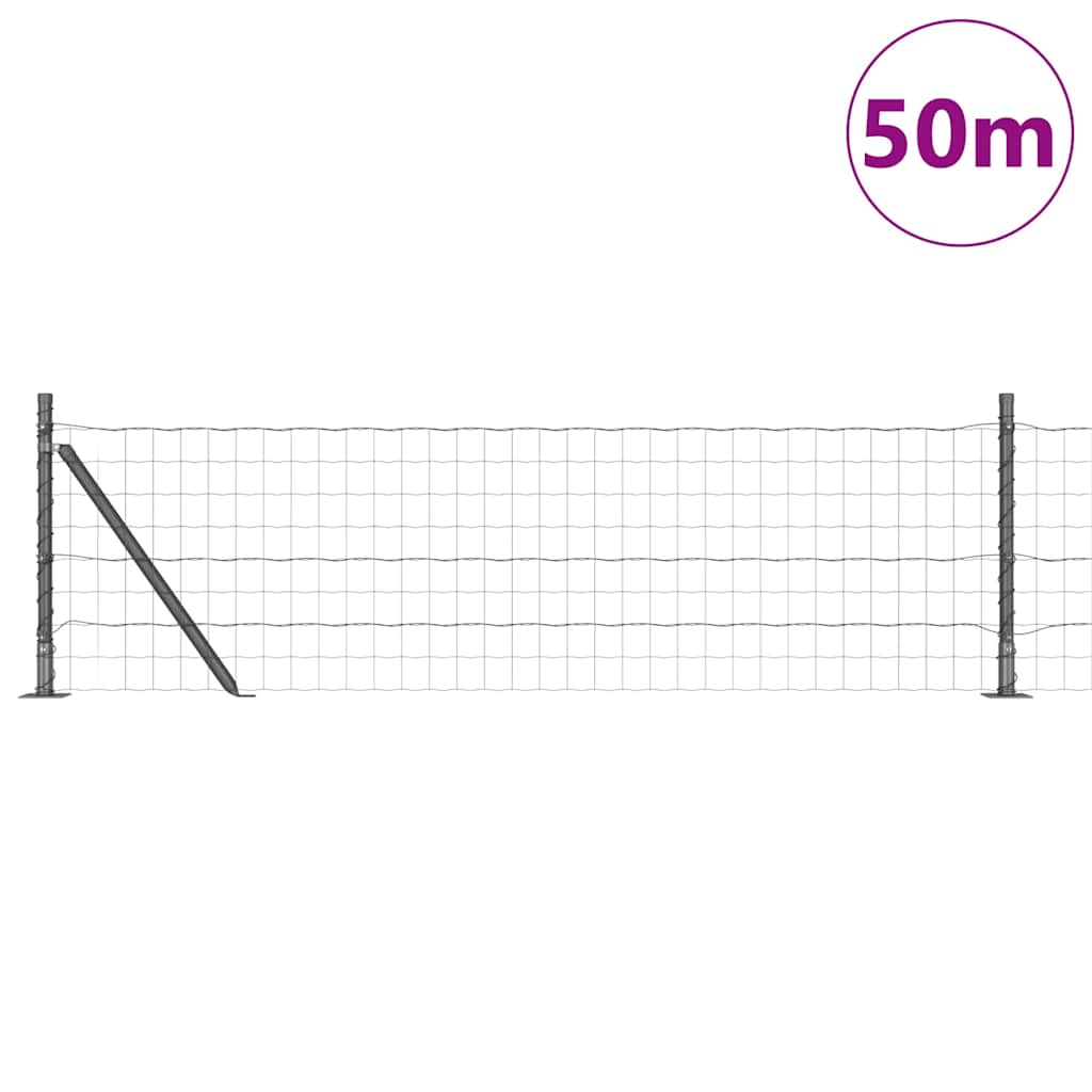Kerítés oszlopokkal Szürke 0.6 x 50 m Acél