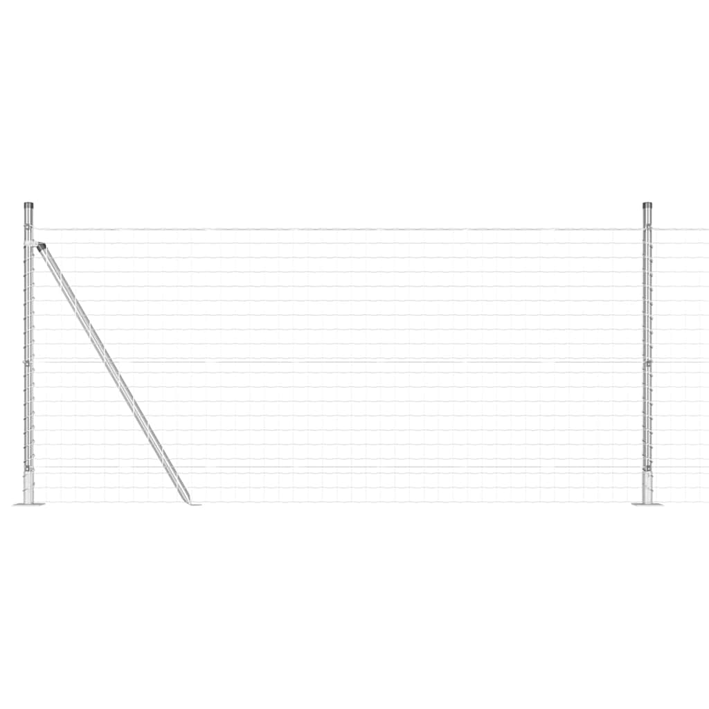 Kerítés oszlopokkal Ezüst 0.8 x 10 m Acél