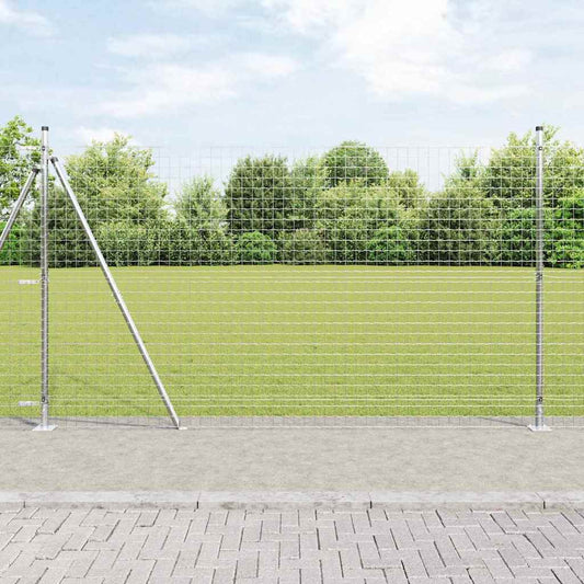 Kerítés oszlopokkal Ezüst 1.4 x 10 m Acél