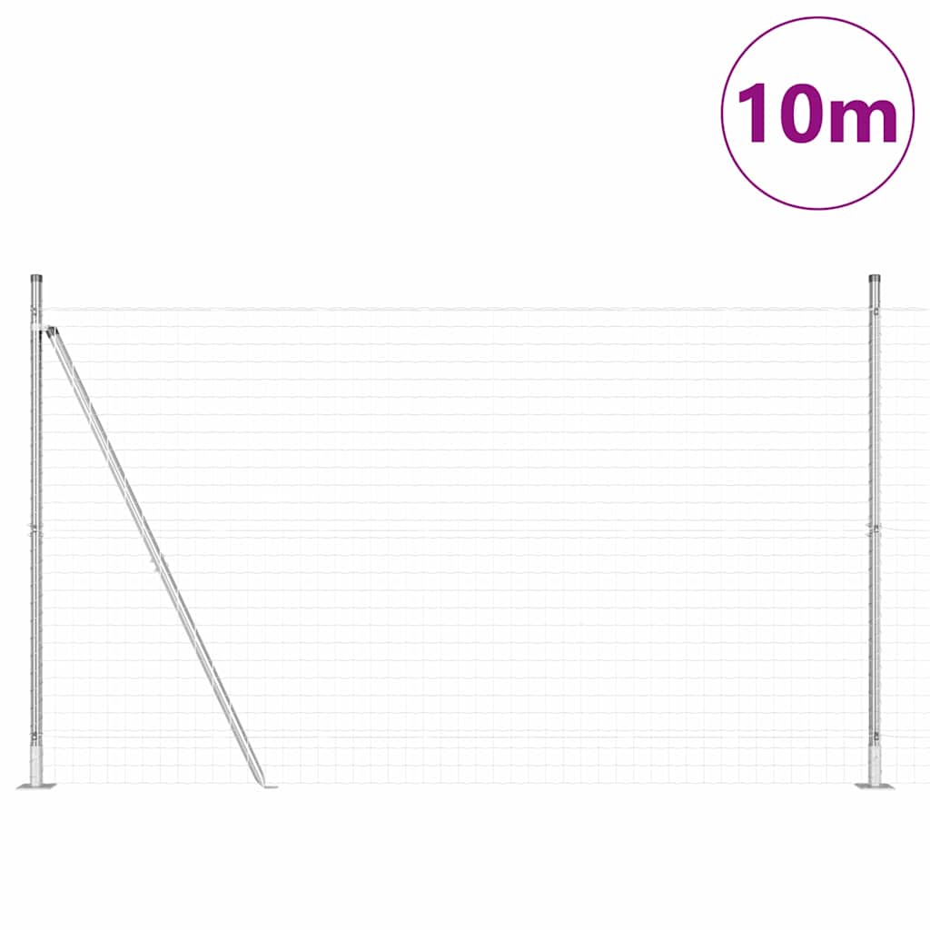 Kerítés oszlopokkal Ezüst 1.6 x 10 m Acél