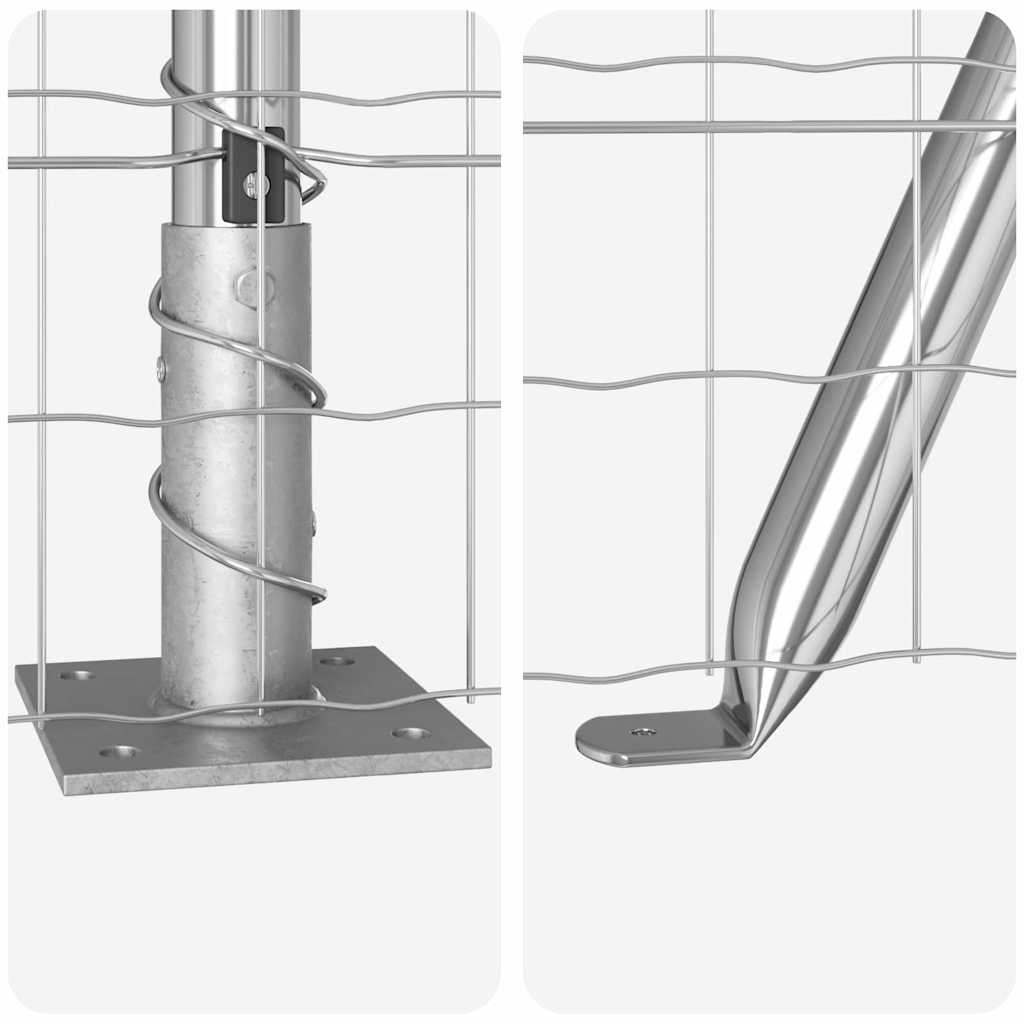 Kerítés oszlopokkal Ezüst 1.2 x 10 m Acél