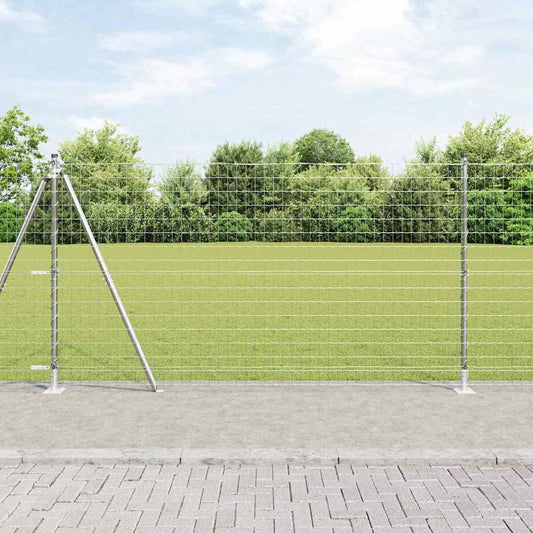 Kerítés oszlopokkal Ezüst 1.2 x 10 m Acél