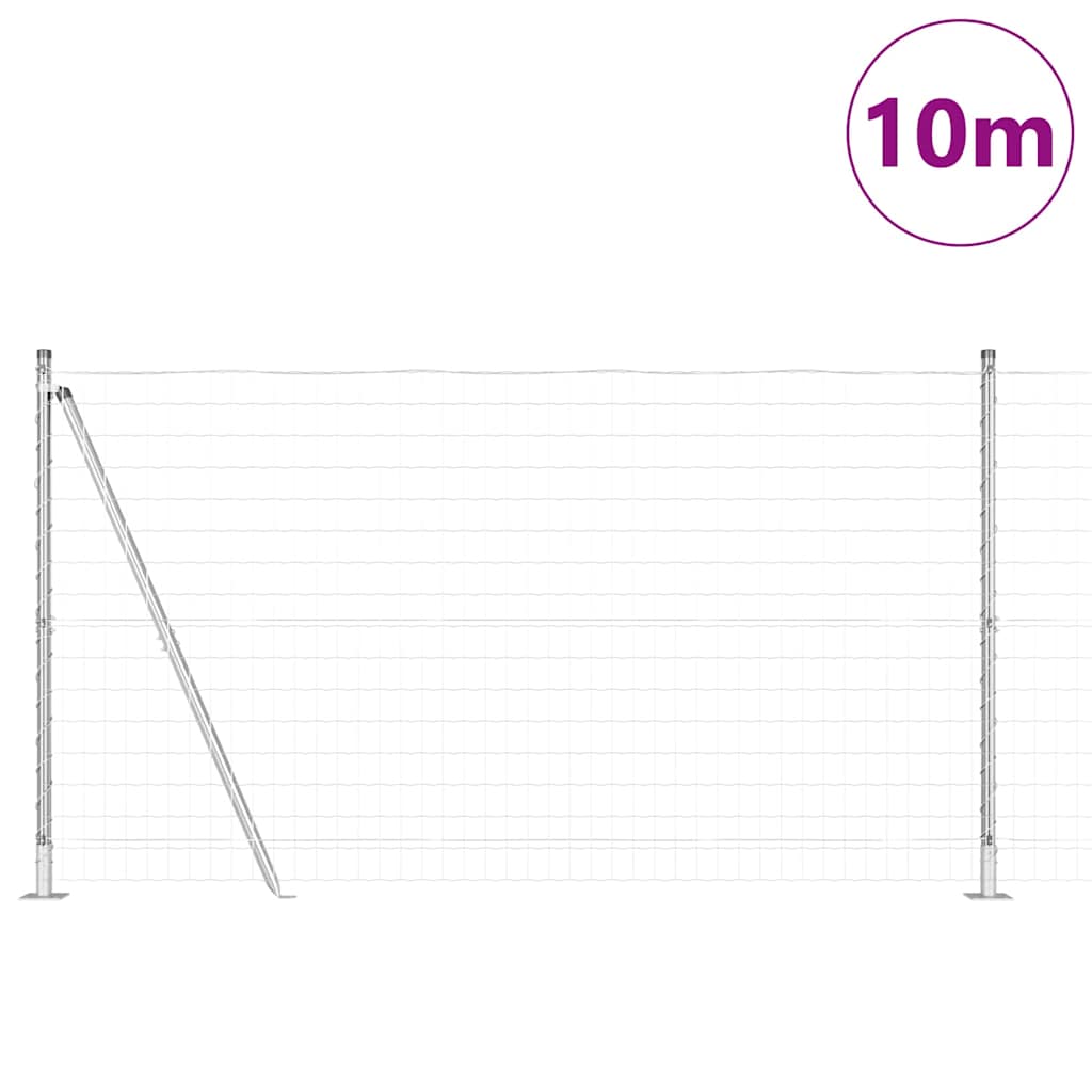 Kerítés oszlopokkal Ezüst 1.2 x 10 m Acél