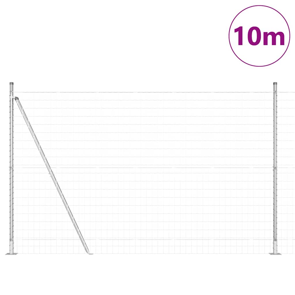 Kerítés oszlopokkal Ezüst 1.4 x 10 m Acél