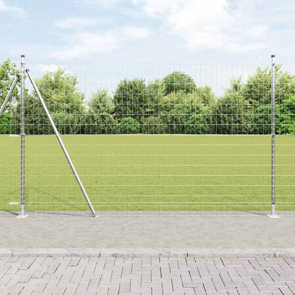 Kerítés oszlopokkal Ezüst 1.5 x 10 m Acél