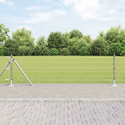 Kerítés oszlopokkal Ezüst 0,4 x 10 m Acél