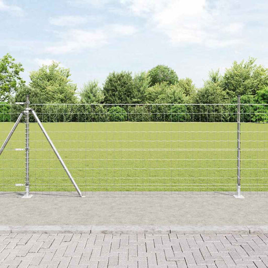 Kerítés oszlopokkal Ezüst 0.8 x 10 m Acél