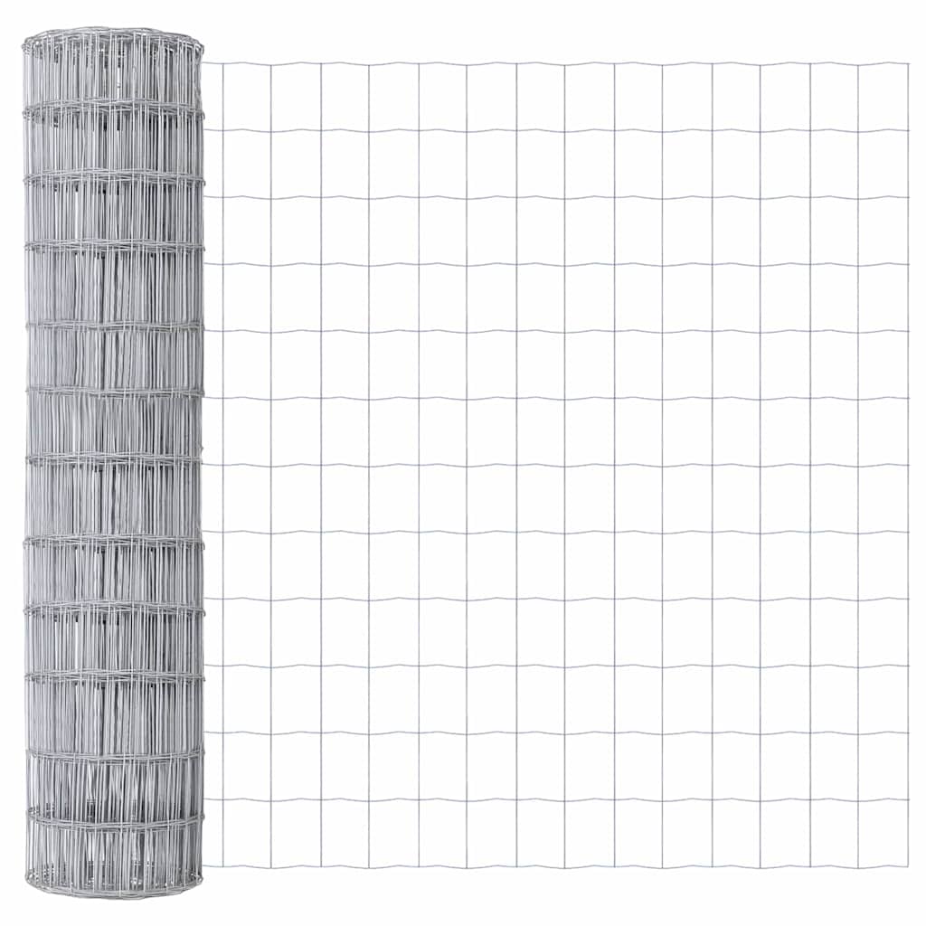Kerítés oszlopokkal Ezüst 0.8 x 10 m Acél