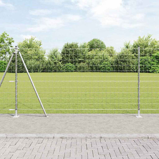 Kerítés oszlopokkal Ezüst 1.2 x 10 m Acél