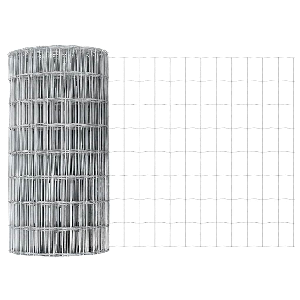 Kerítés oszlopokkal Ezüst 0,6 x 25 m Acél
