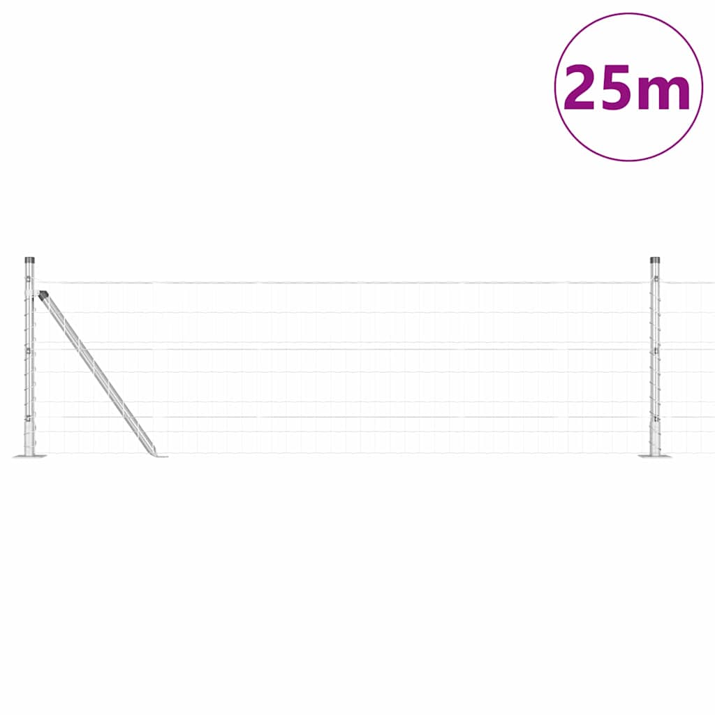 Kerítés oszlopokkal Ezüst 0,4 x 25 m Acél