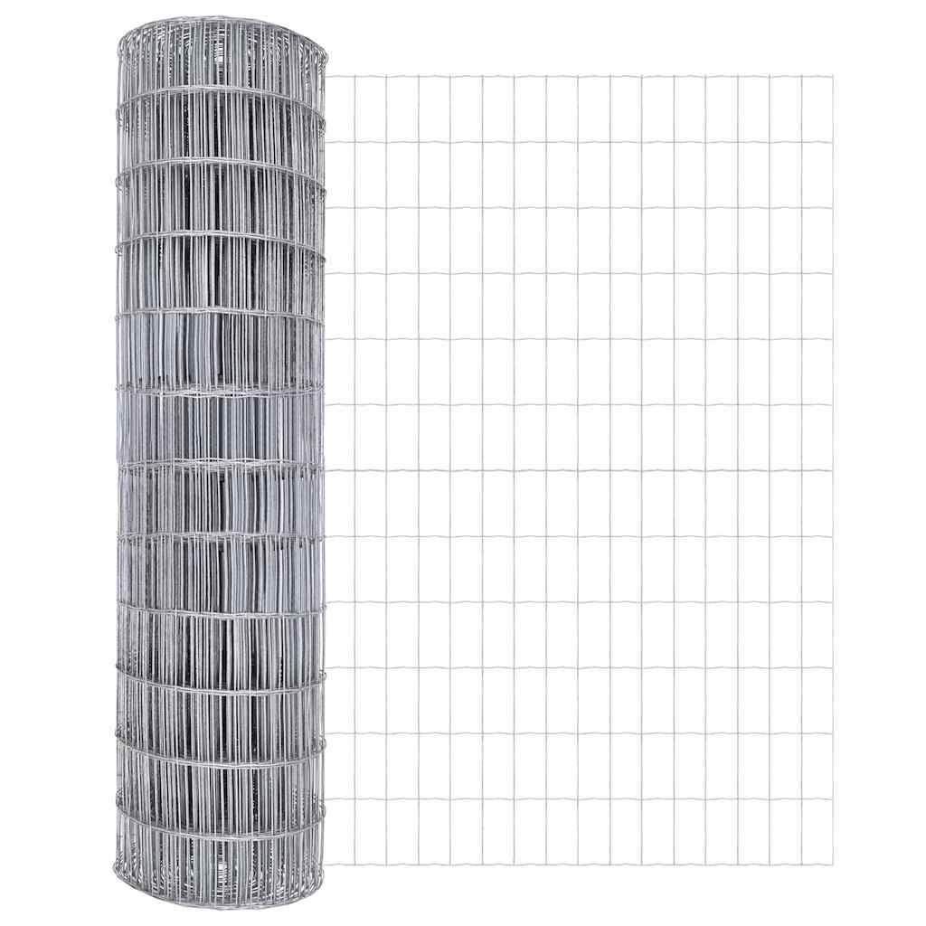 Kerítés oszlopokkal Ezüst 0.8 x 25 m Acél