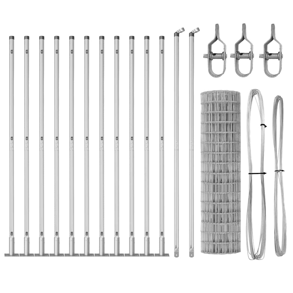Kerítés oszlopokkal Ezüst 0.8 x 25 m Acél