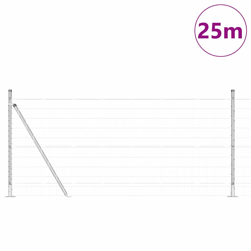 Kerítés oszlopokkal Ezüst 0.8 x 25 m Acél