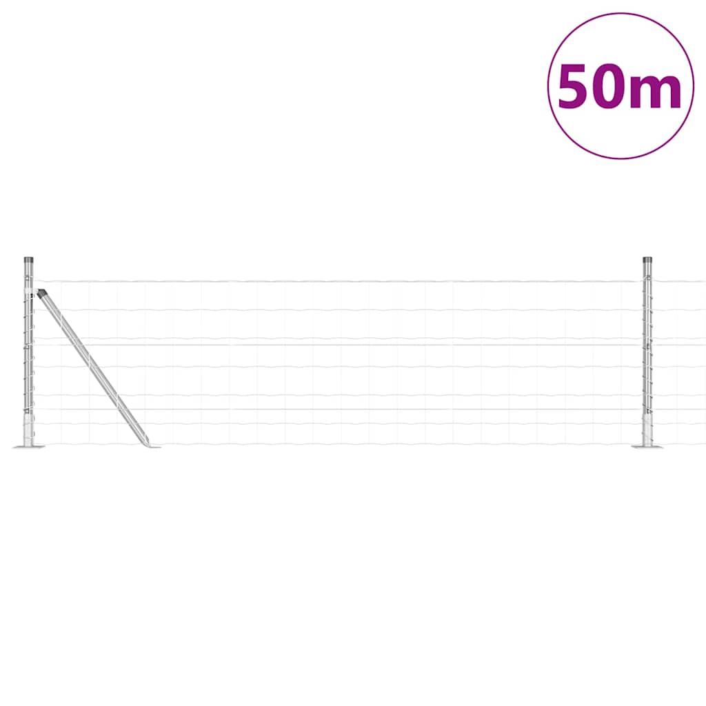 Kerítés oszlopokkal Ezüst 0.4 x 50 m Acél