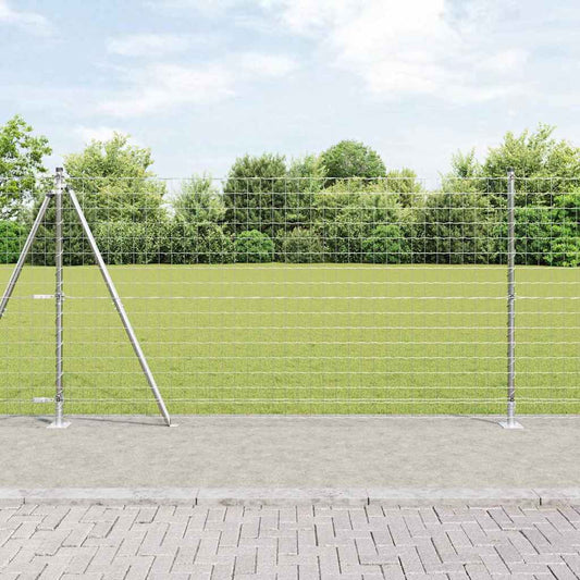 Kerítés oszlopokkal Ezüst 1.2 x 10 m Acél