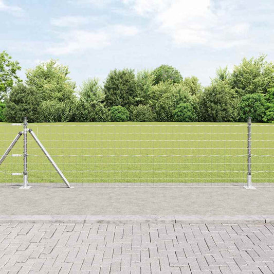 Kerítés oszlopokkal Ezüst 0,4 x 25 m Acél