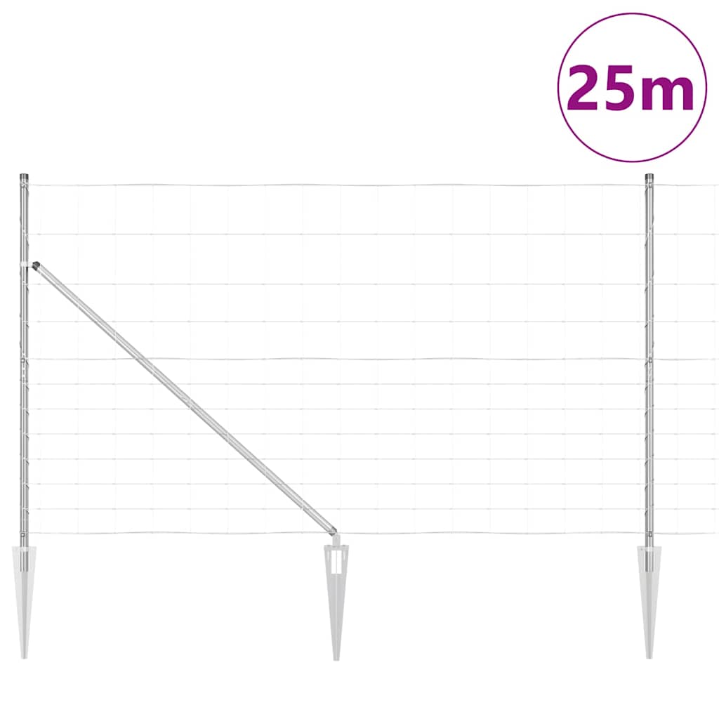 Legelőkerítés Ezüst 25 x 1.4 m Horganyzott acél