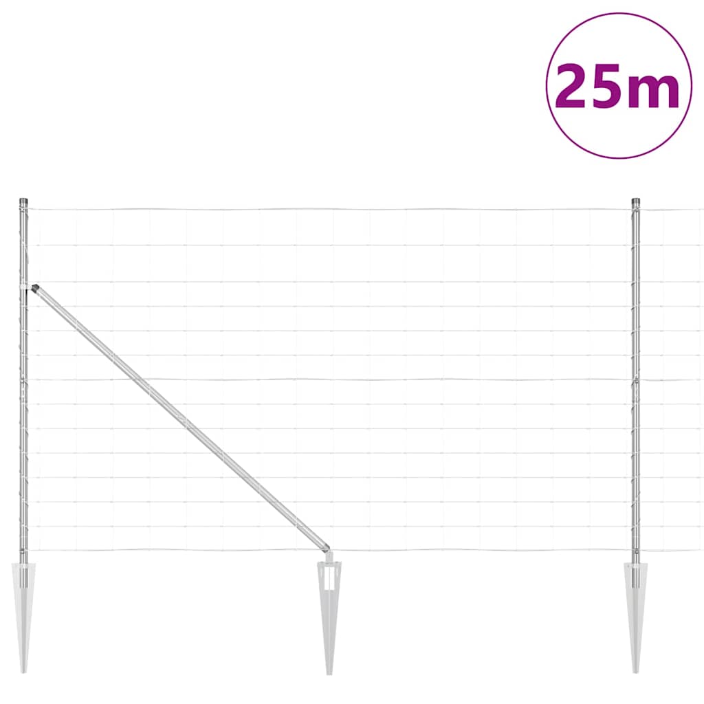 Legelőkerítés Ezüst 25 x 1.4 m Horganyzott acél
