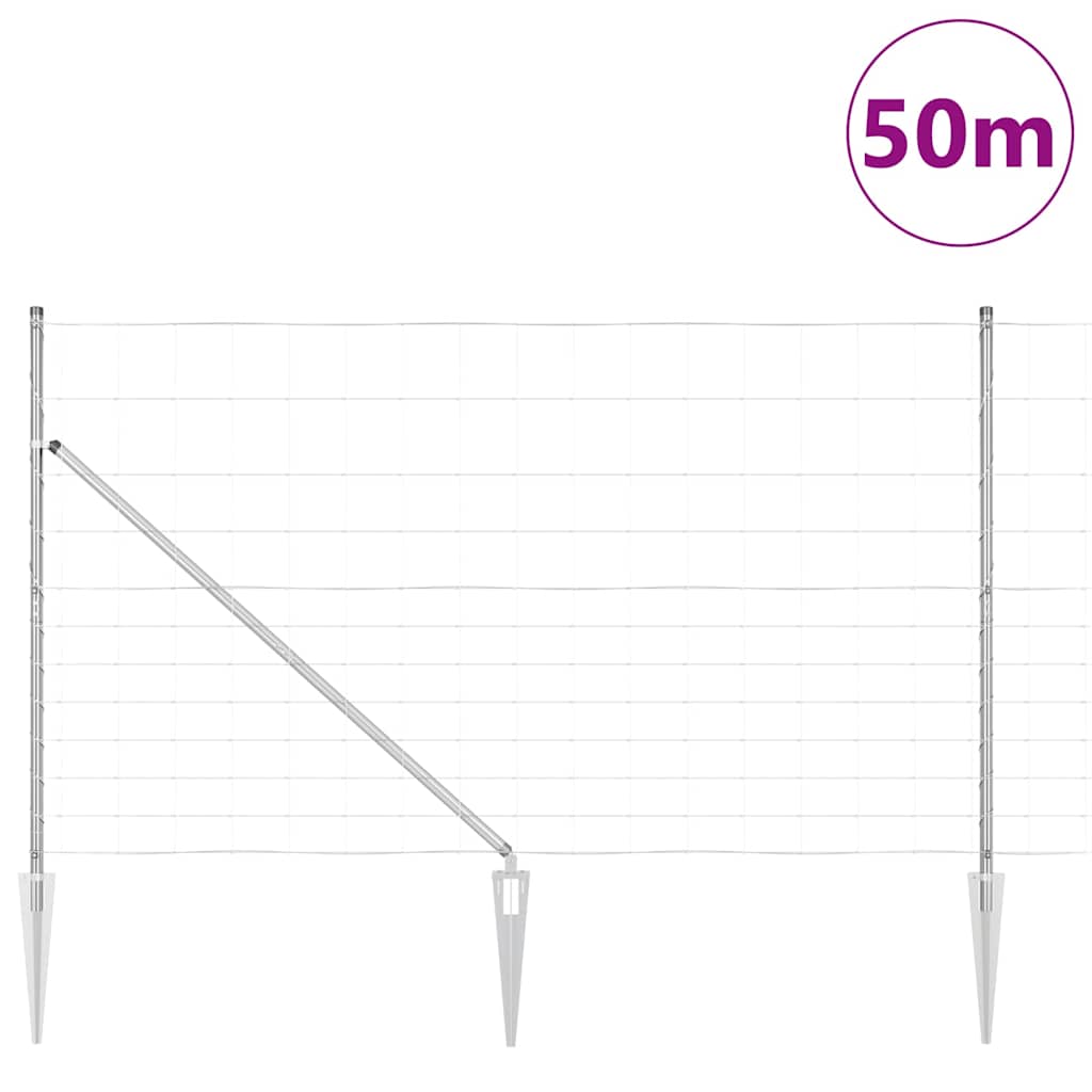 Legelőkerítés Ezüst 50 x 1.4 m Horganyzott acél