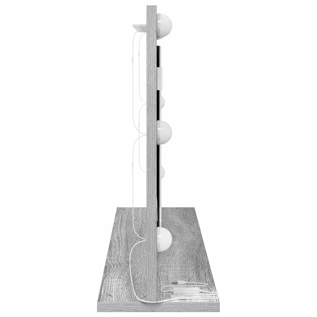 Toalett Tükör Szürke Sonoma 80 x 45 x 18 cm Üveg és mérnöki fa