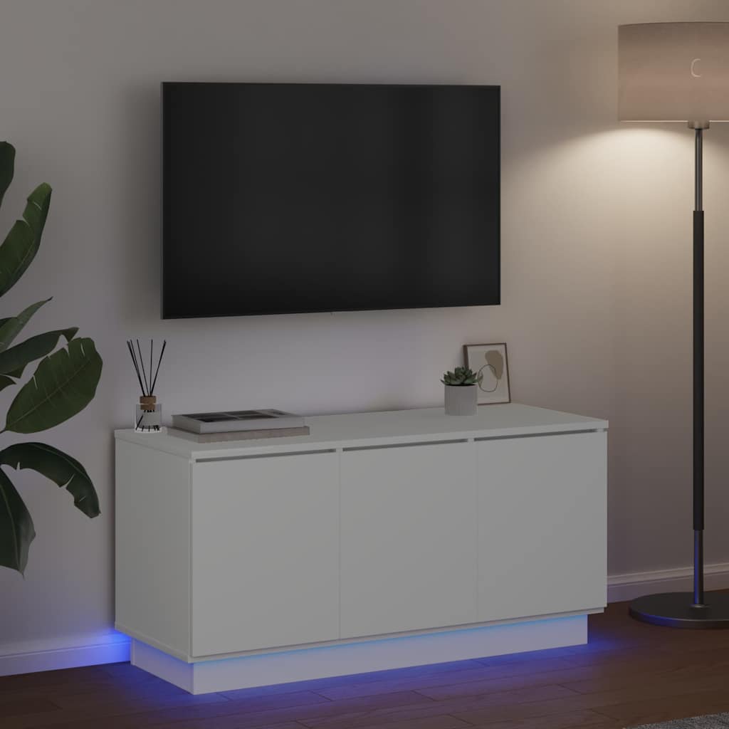 TV szekrény LED -es lámpákkal Fehér 100 x 38 x 49 cm Faanyag