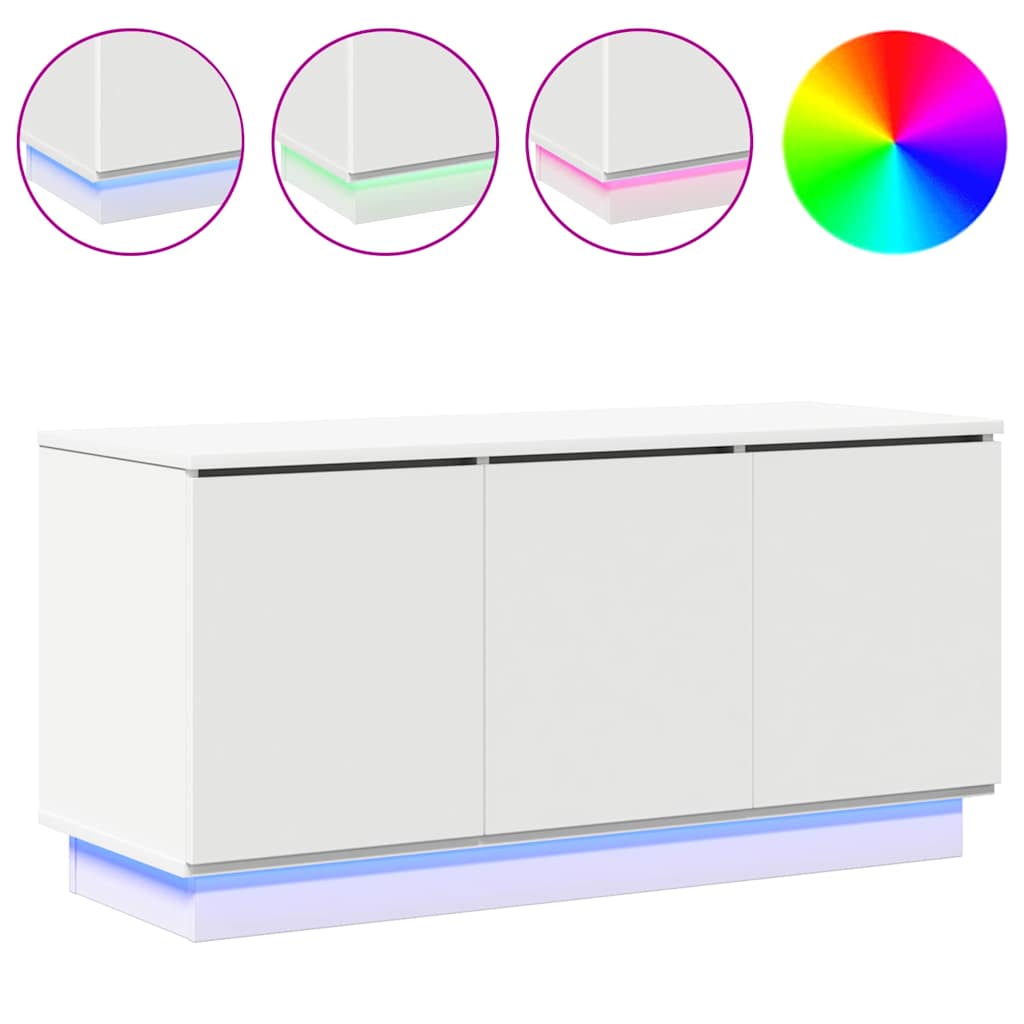 TV szekrény LED -es lámpákkal Fehér 100 x 38 x 49 cm Faanyag