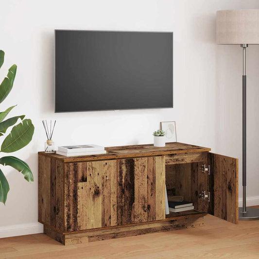 TV szekrény LED -es lámpákkal Öreg fa 100 x 38 x 49 cm Faanyag