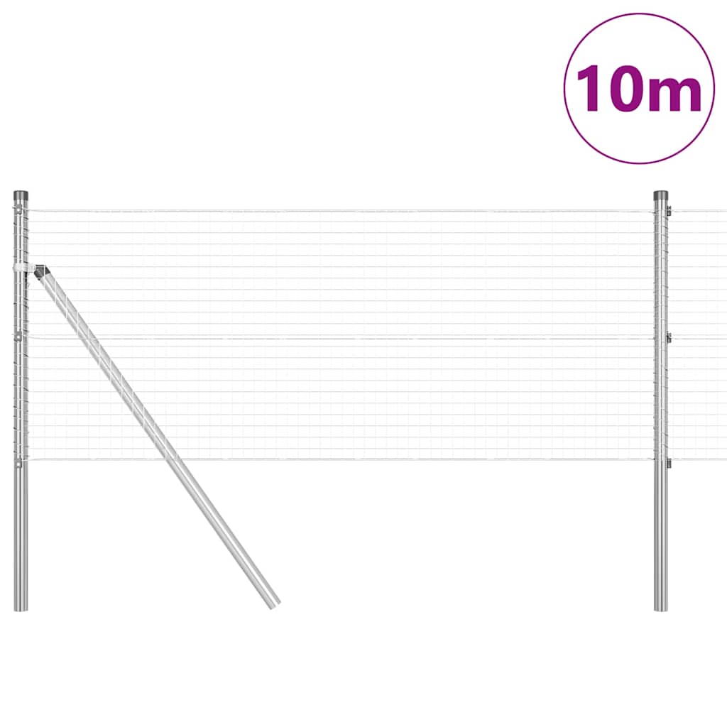Kerítés oszlopokkal Ezüst 0,4 x 10 m Acél