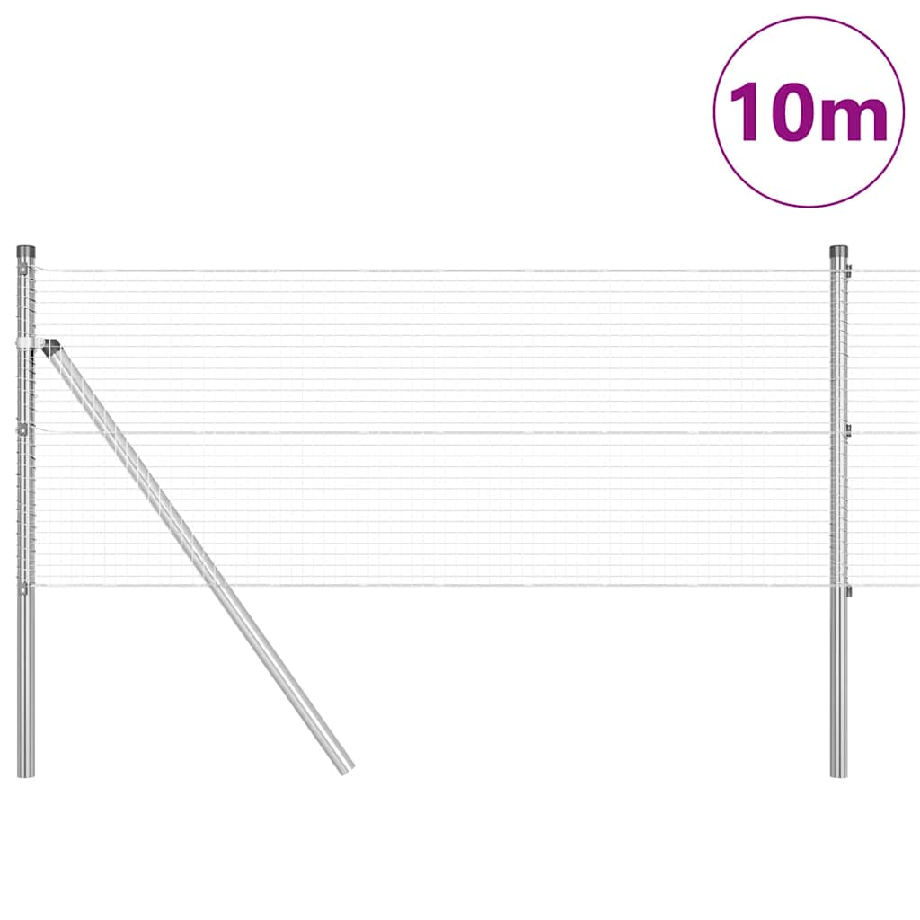 Kerítés oszlopokkal Ezüst 0.5 x 10 m Acél