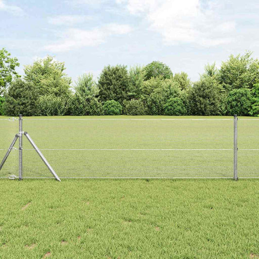 Kerítés oszlopokkal Ezüst 0,6 x 10 m Acél
