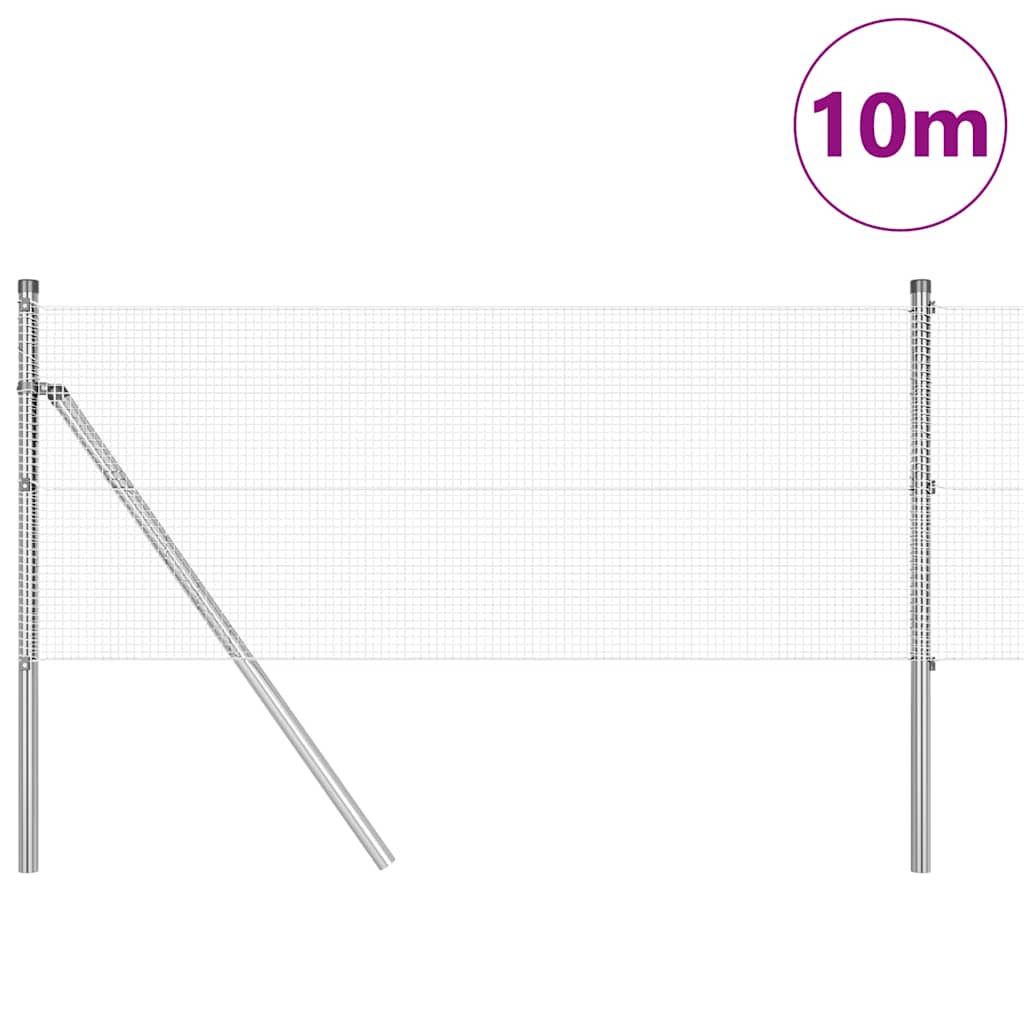 Kerítés oszlopokkal Ezüst 0,6 x 10 m Acél